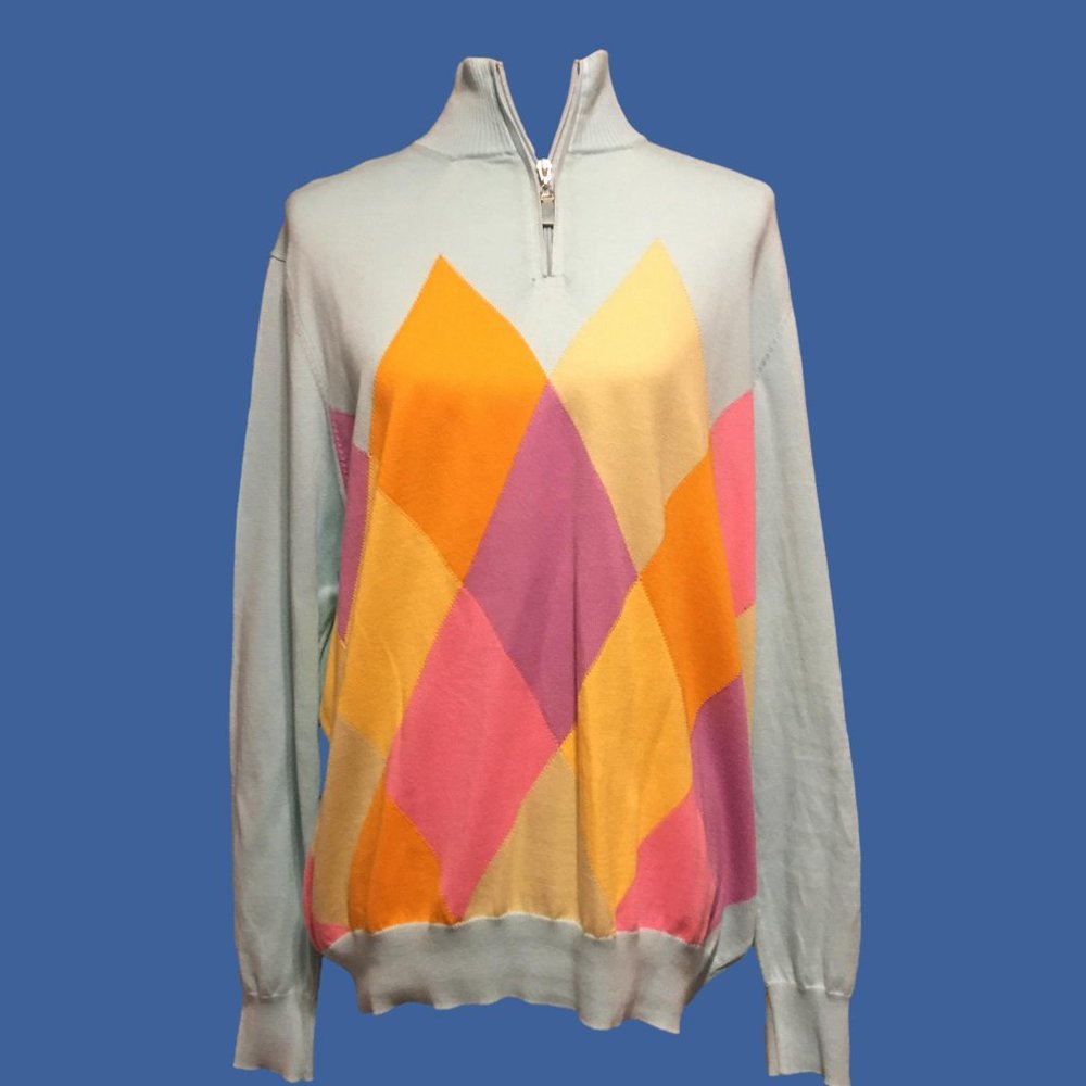 Davide Cenci Unisex Italian Argyle Sweater - XL